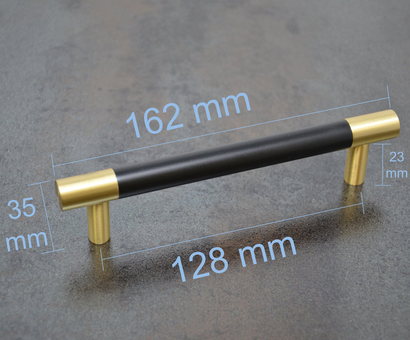 Cabinet Pulls Brushed Brass with Black Planting