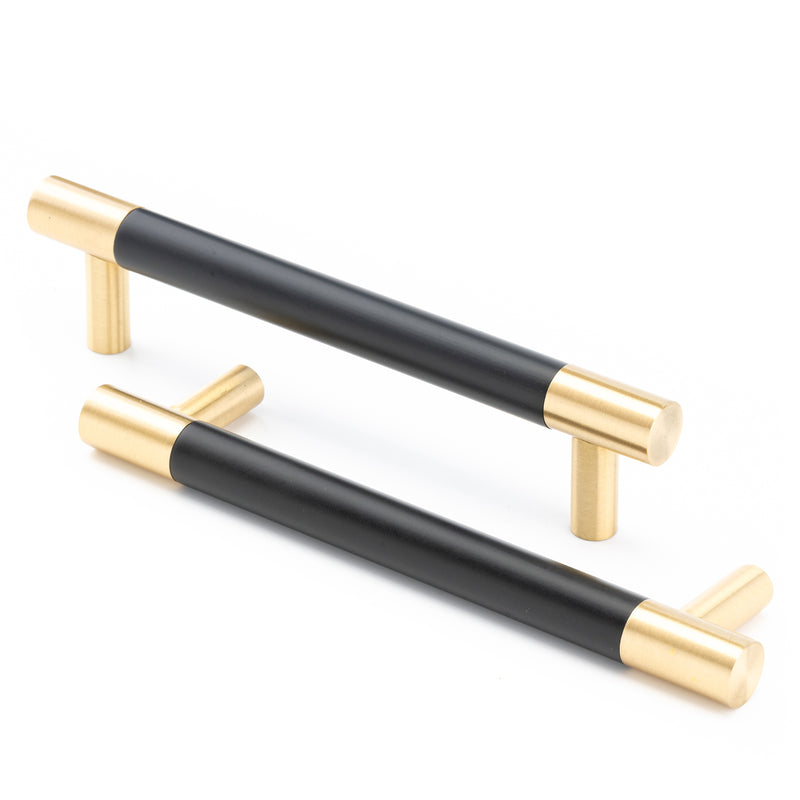 Cabinet Pulls Brushed Brass with Black Planting