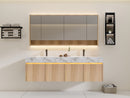 Linkaa- Solid Wood Vanity | Sintered Stone Platform Top | Motion-Sensor Waterproof LED |  Double Basin