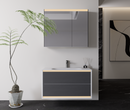 Linkaa- Grey wood Vanity | Matte White Sintered Stone Top | Motion-Sensor Waterproof LED