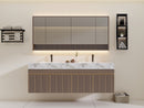 Linkaa - Dark Wood Dressing Table | Sintered Stone Platform Top | Motion Sensor Waterproof LED Light