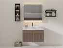 Linkaa - Dark Wood Dressing Table | Sintered Stone Platform Top | Motion Sensor Waterproof LED Light