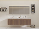 Linkaa - Dark Wood Dressing Table | Matte White Sintered Stone Countertop | Motion Sensor Waterproof LED Light