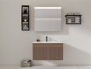 Linkaa - Dark Wood Dressing Table | Matte White Sintered Stone Countertop | Motion Sensor Waterproof LED Light