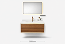LINKAA Modern Walnut wood Vanity with Matte White Sintered Stone Top