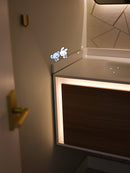 Linkaa- Dark wood Vanity | Matte White Sintered Stone Top | Motion-Sensor Waterproof LED