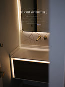 Linkaa- Dark wood Vanity | Matte White Sintered Stone Top | Motion-Sensor Waterproof LED
