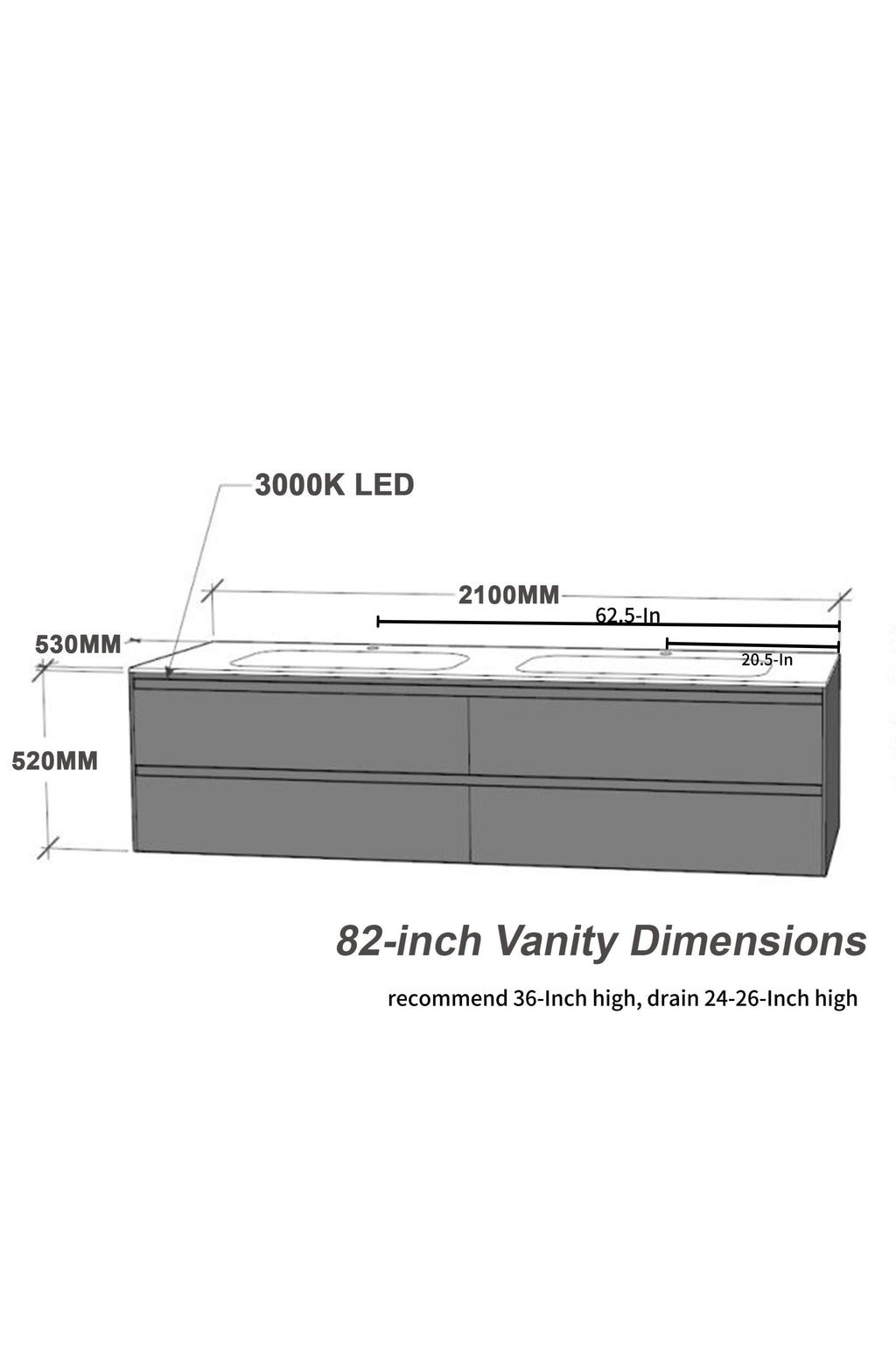 Linkaa Vanity 71'' 83''- Floating Vanity | Sintered Stone Top | Motion-Sensor Waterp