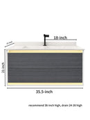 24'' 36''- Floating Vanity | Sintered Stone Platform Top | Motion-Sensor Waterproof LED | 005