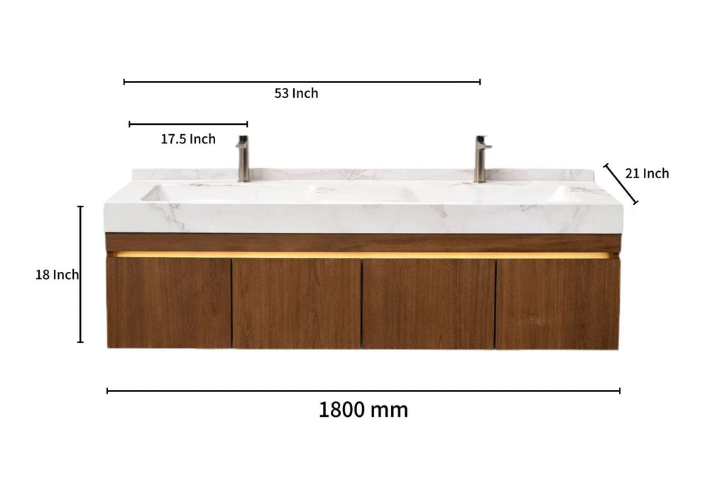 Linkaa Vanity 32'' 36'' 71''- Floating Vanity | Sintered Stone Platform Top | Motion