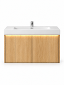 60" 71" Natural Eucalyptus Bathroom Vanity with BD2 Sink & Motion-Sensor LED