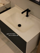 Linkaa- Grey wood Vanity | Matte White Sintered Stone Top | Motion-Sensor Waterproof LED