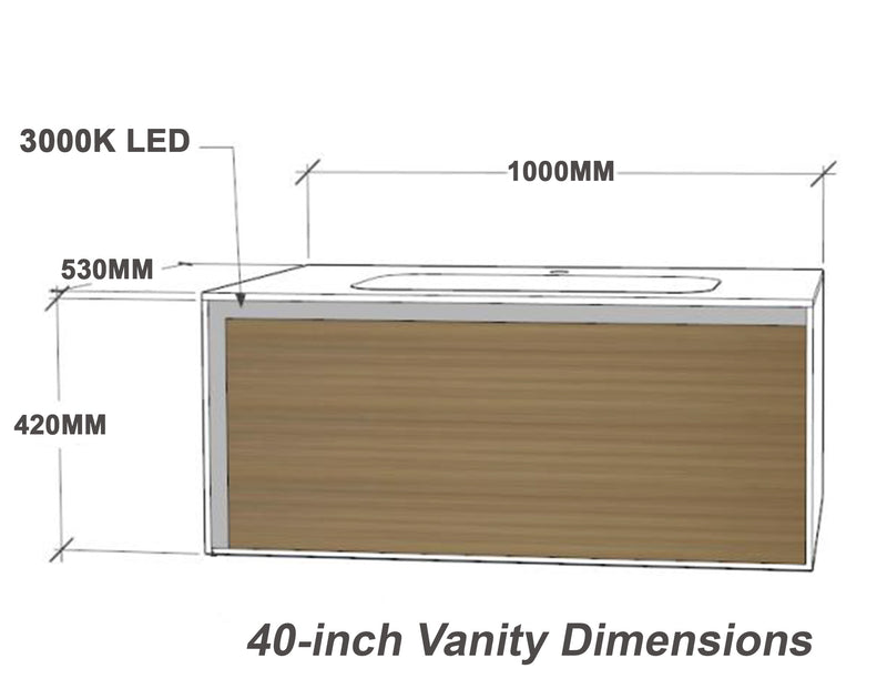 Linkaa- Dark wood Vanity | Matte White Sintered Stone Top | Motion-Sensor Waterproof LED