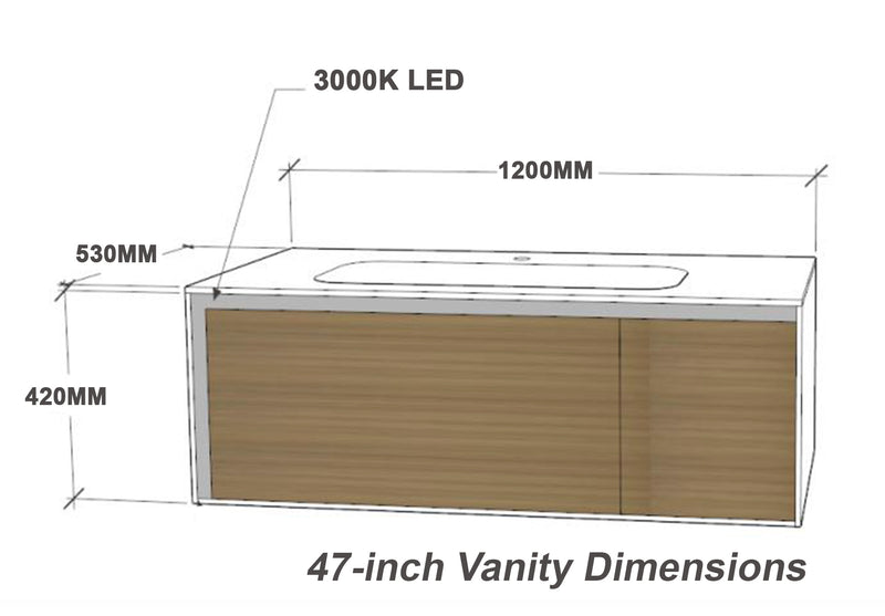 Linkaa- Dark wood Vanity | Matte White Sintered Stone Top | Motion-Sensor Waterproof LED