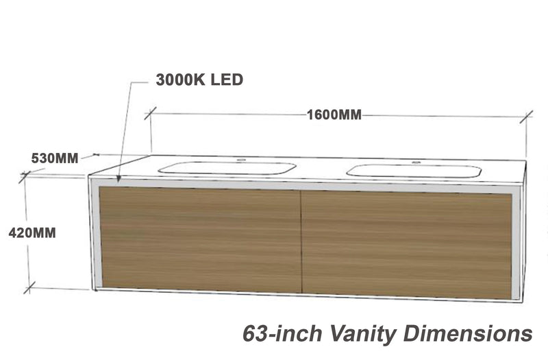 Linkaa- Dark wood Vanity | Matte White Sintered Stone Top | Motion-Sensor Waterproof LED |  Double Basin