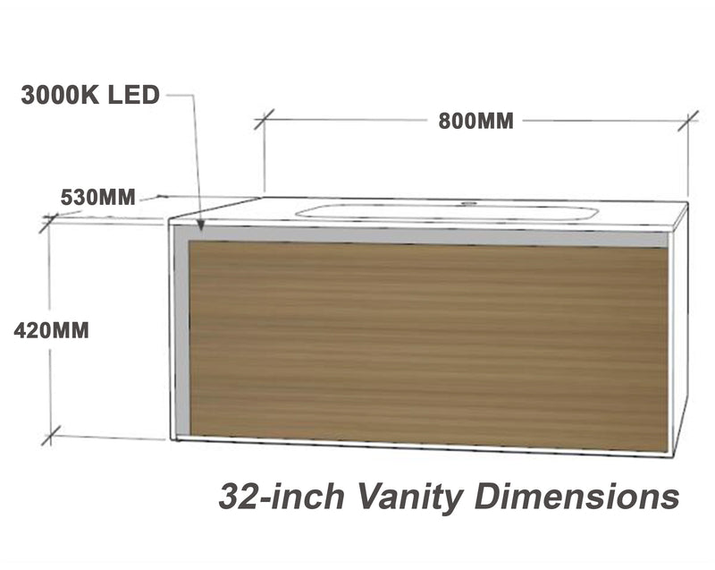 Linkaa- Dark wood Vanity | Matte White Sintered Stone Top | Motion-Sensor Waterproof LED