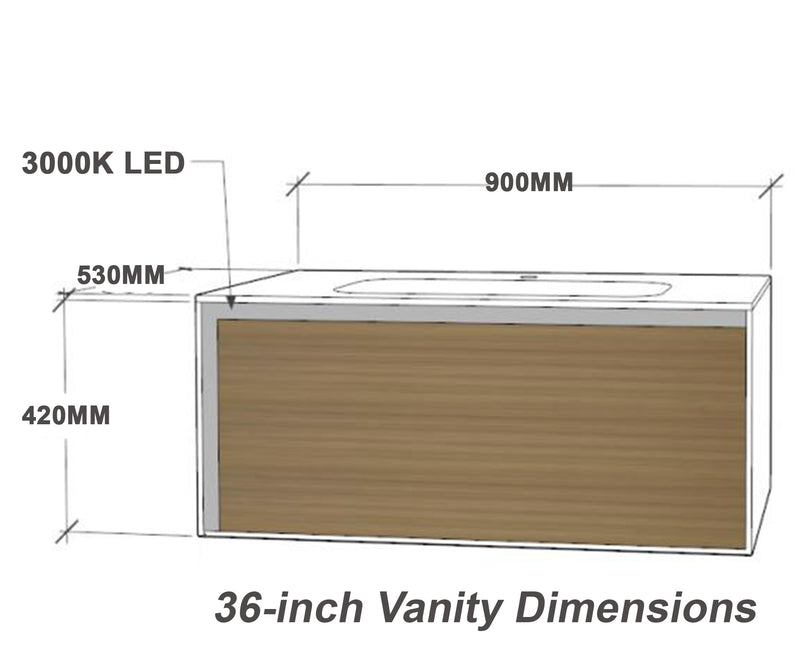 Linkaa- Dark wood Vanity | Matte White Sintered Stone Top | Motion-Sensor Waterproof LED