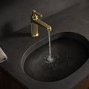 Single Handle Bathroom Sink Faucet, Single Hole Basin Mixer Tap with Ribbed Body and Knurled Lever Handle