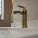 Single Handle Bathroom Sink Faucet, Single Hole Basin Mixer Tap with Ribbed Body and Knurled Lever Handle