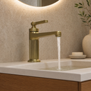 Single Handle Bathroom Sink Faucet, Single Hole Basin Mixer Tap with Ribbed Body and Knurled Lever Handle