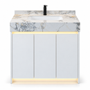 24'' 30'' 36'' Flooring Vanity | grey and gold veining | Sintered Stone Top| Motion-Sensor Waterproof LED/ 104