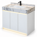 24'' 30'' 36'' Flooring Vanity | grey and gold veining | Sintered Stone Top| Motion-Sensor Waterproof LED/ 104
