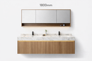 Linkaa- Solid Wood Vanity | Sintered Stone Platform Top | Motion-Sensor Waterproof LED |  Double Basin
