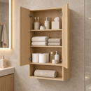 Fluted Wall-Mounted Bathroom Storage Cabinet with Open Shelf