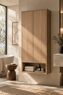 Fluted Wall-Mounted Bathroom Storage Cabinet with Open Shelf
