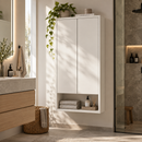 Fluted Wall-Mounted Bathroom Storage Cabinet with Open Shelf