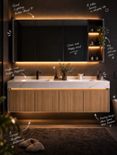 71''- Floating Vanity | Sintered Stone Platform Top | Motion-Sensor Waterproof LED | 001-TK