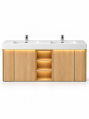 60" 71" Natural Eucalyptus Bathroom Vanity with BD2 Sink & Motion-Sensor LED