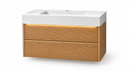 30″ 36" 48"North American Red Oak Bathroom Vanity with Integrated Basin & 3000K Sensor Light