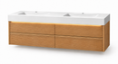 71"North American Red Oak Bathroom Vanity with Integrated Basin & 3000K Sensor Light