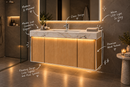 30″ 36" 40" 48" Natural Eucalyptus Bathroom Vanity with BD2 Sink & Motion-Sensor LED