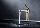 Single Handle Bathroom Sink Faucet, Single Hole Basin Mixer Tap with Ribbed Body and Knurled Lever Handle