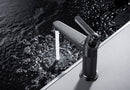 Single Handle Bathroom Sink Faucet, Single Hole Basin Mixer Tap with Ribbed Body and Knurled Lever Handle