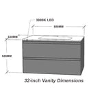 Linkaa- Grey wood Vanity | Matte White Sintered Stone Top | Motion-Sensor Waterproof LED