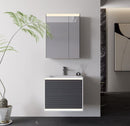 Linkaa- Grey wood Vanity | Matte White Sintered Stone Top | Motion-Sensor Waterproof LED