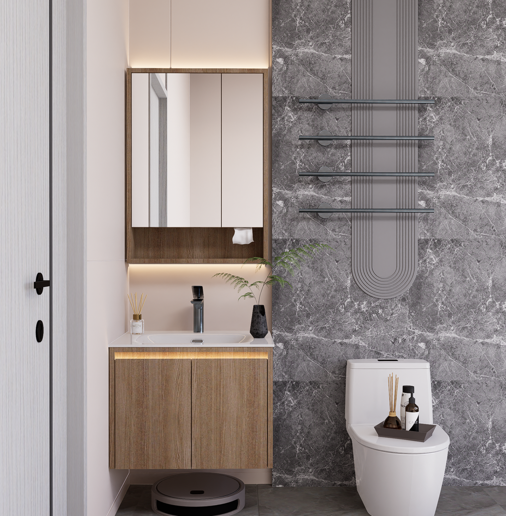 Linkaa Vanity 24'' 32'' 36'' 48''- Floating Vanity | Sintered Stone Top | Motion-Sen