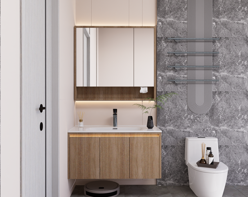 Linkaa Vanity 24'' 32'' 36'' 48''- Floating Vanity | Sintered Stone Top | Motion-Sen