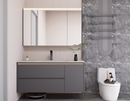 Linkaa- Grey wood Vanity | Matte White Sintered Stone Top | Motion-Sensor Waterproof LED