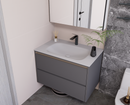 Linkaa- Grey wood Vanity | Matte White Sintered Stone Top | Motion-Sensor Waterproof LED