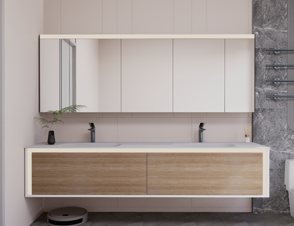 Linkaa Vanity 71'' 83''- Floating Vanity | Sintered Stone Top | Motion-Sensor Waterp