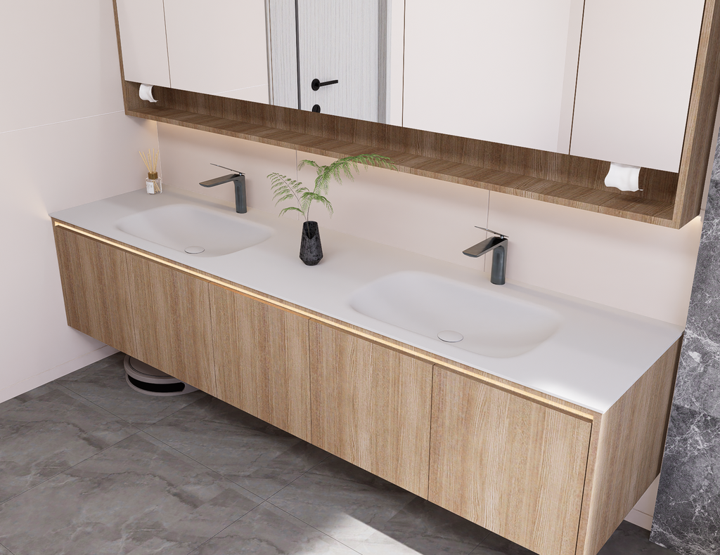 Linkaa Vanity Linkaa - 32'' & 36'' Premium solid wood mirror cabinet, wood color wit