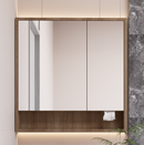 Linkaa - 32'' & 36'' Premium solid wood heated mirror cabinet, wood color with LED