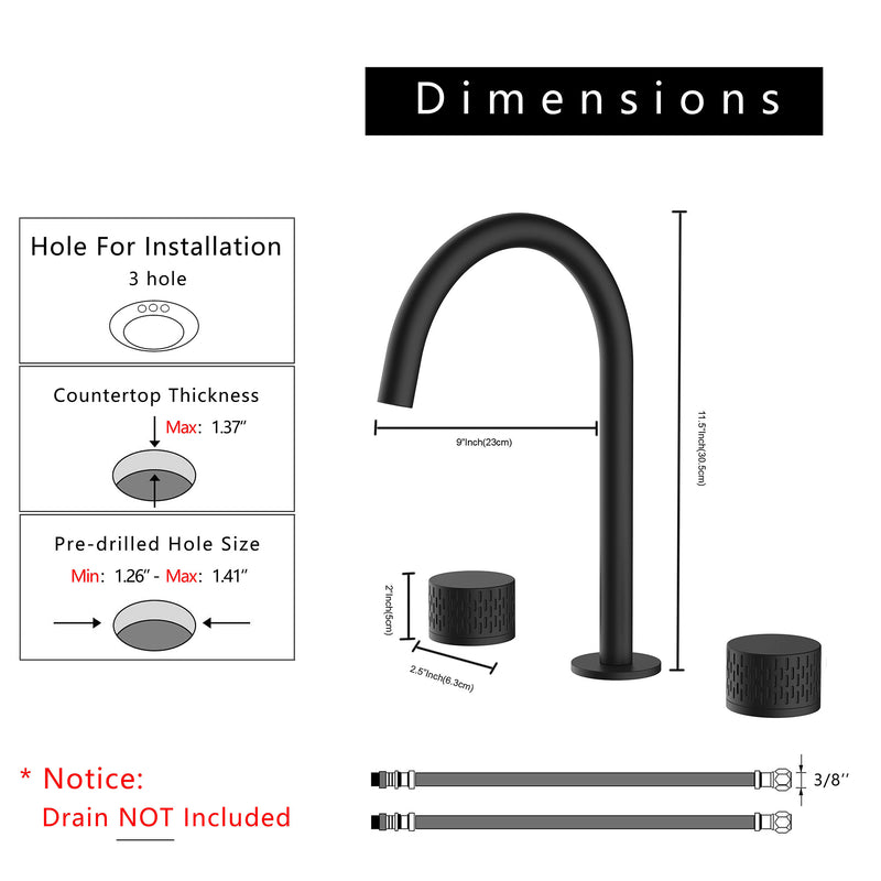 Hamnor - 3 Holes Widespread Vanity Faucet