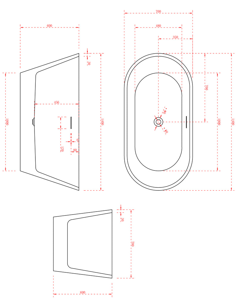 Rio - Free Standing Matte White Bath Tub