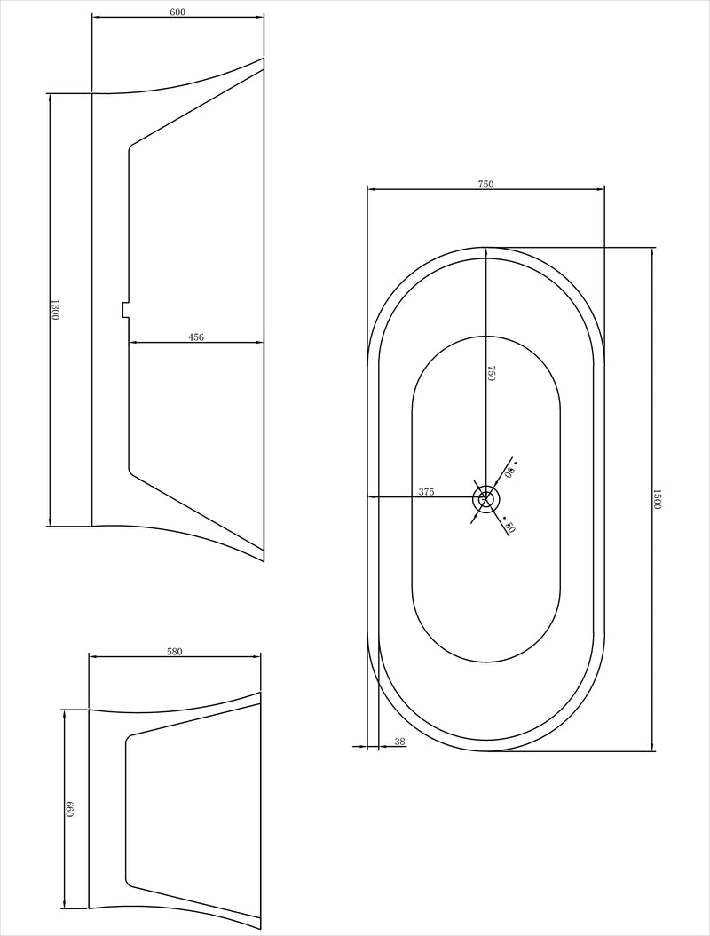 Rio - Free Standing Matte White Bath Tub