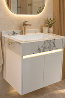 24'' 40'' Floating Vanity | grey and gold veining | Sintered Stone Top| Motion-Sensor Waterproof LED/ 004